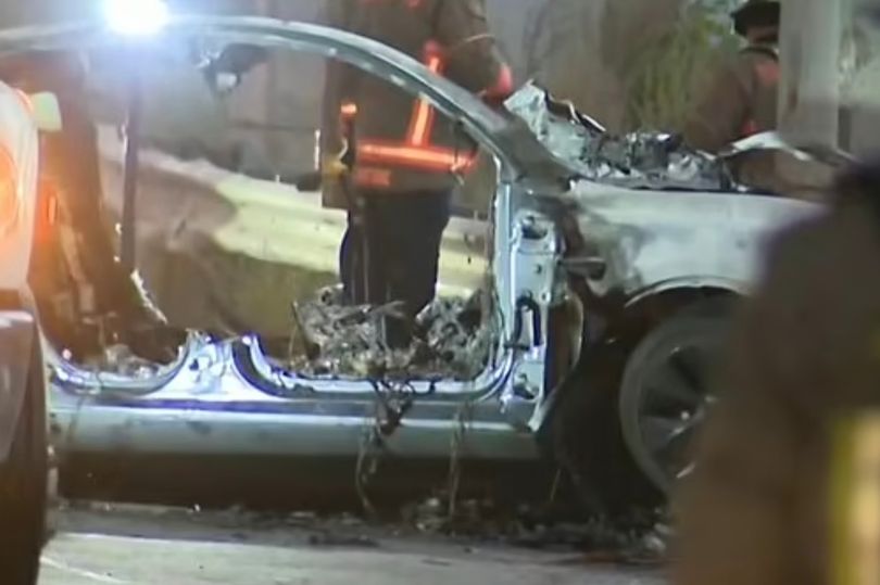 The car burst into flames after hitting a barrier, four of the five passengers were unable to get out as fire engulfed the car (Image: CTV)